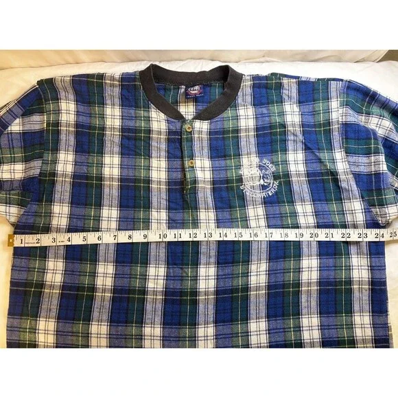 Vintage 90s Eskimo Joe’s Stillwater Womens XL Plaid Flannel Nightshirt Blue - Picture 7 of 11